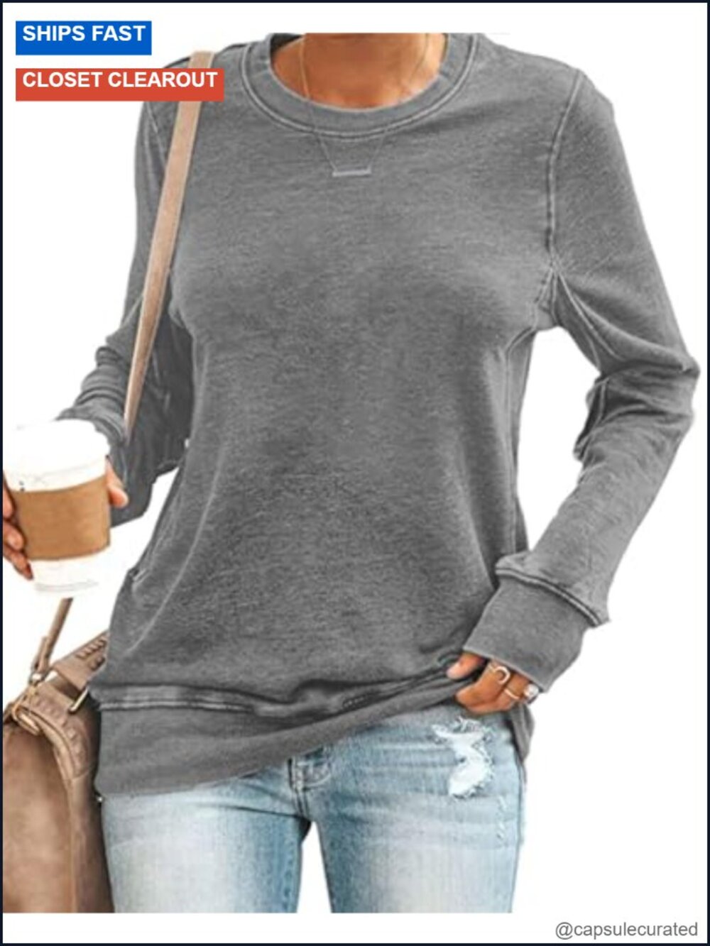 Women's Casual Crewneck Sweatshirt Long Sleeve Oversized Soft Lightweight